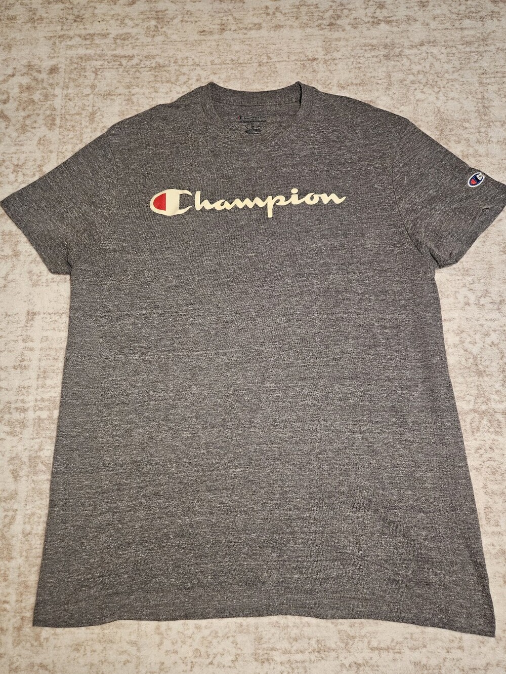 Champion Men's Gray Script Logo Tee